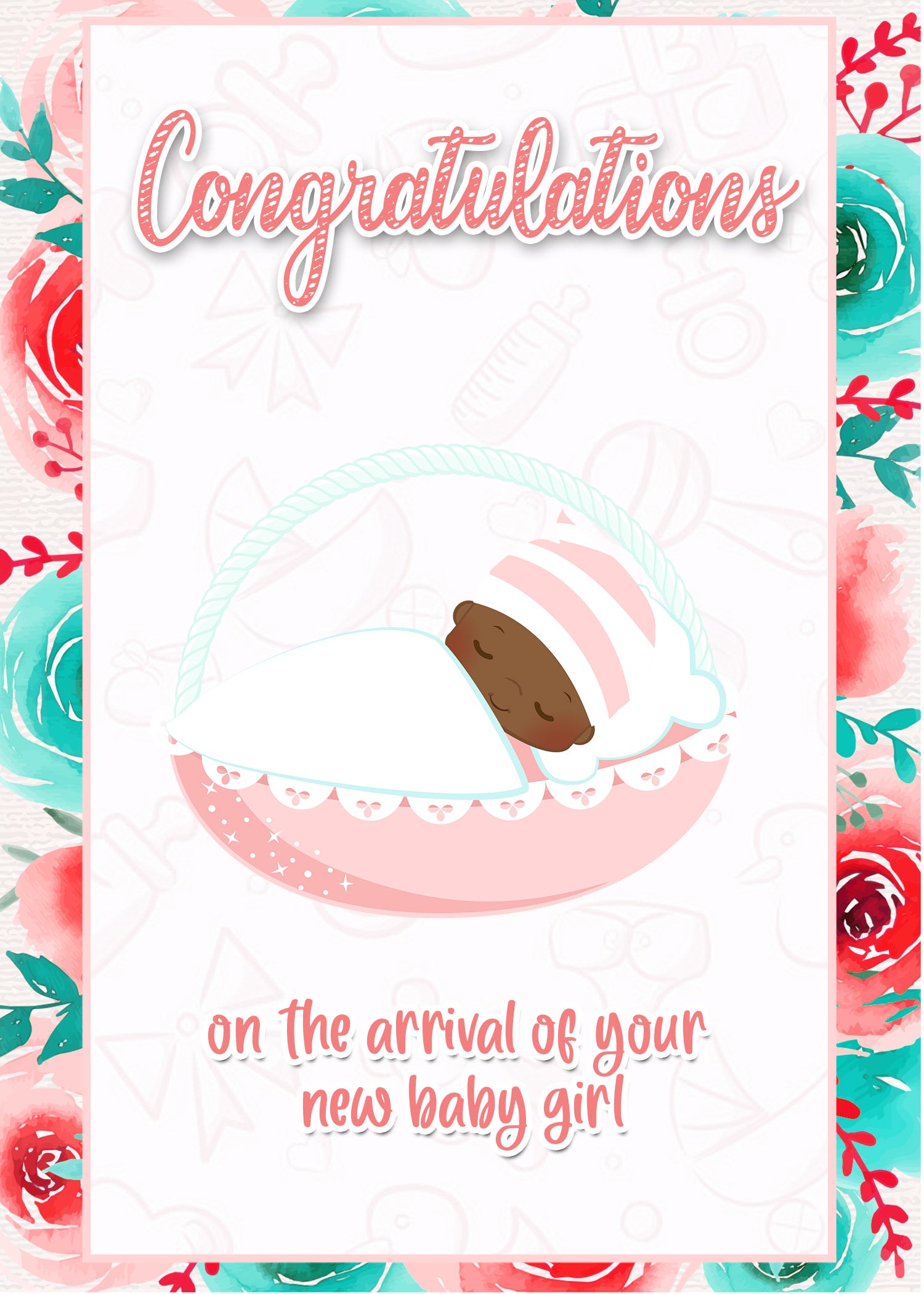 New Baby 2 pink - New baby card